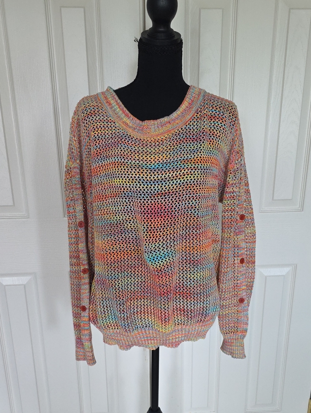 JohnPaulRichard Multicolor Pastel Open-Weave Crewneck Sweater